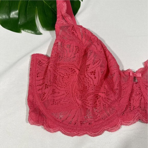NWT Paramour [ 40H ] Peridot Unlined‎ Lace Bra in Honeysuckle Pink - Picture 4 of 14